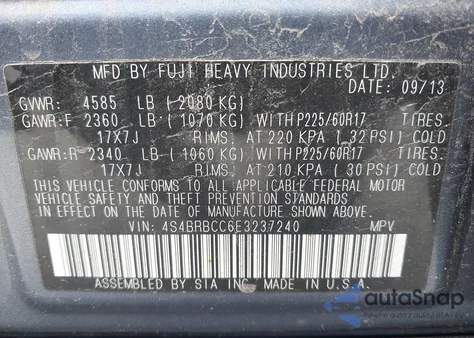 2014 Subaru Outback 2.5I Premium z USA, uszkodzony, nr VIN 4S4BRBCC6E3237240